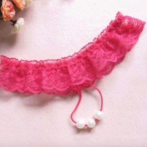 RED   3 Pearl and Lace G string. NWOT. Sexy Thong.